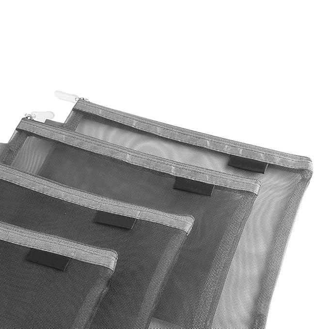 Clear Cosmetic Bags Zip Makeup Mesh Bags Pencil Case Pouch Travel Toiletry Kit Set Storage Case (Grey)