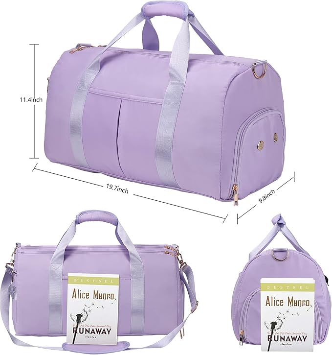 ICEIVY Gym Duffle Bag Dry Wet Separated Gym Bag Sport Duffle Bag Training Handbag Yoga bag with Extra Drawstring Backpack for man and women (TaroPurple-Upgrade) Large