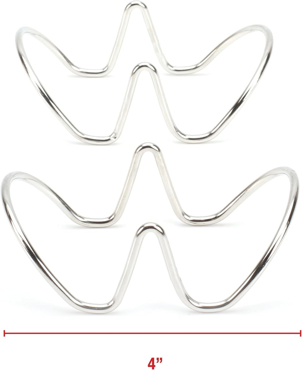 2LB Depot Taco Holder Set with 2 Stackable Stainless Steel Stands, Each Rack Holds 2 Hard or Soft Tacos, Five Styles Available, Perfect for Home and Restaurants