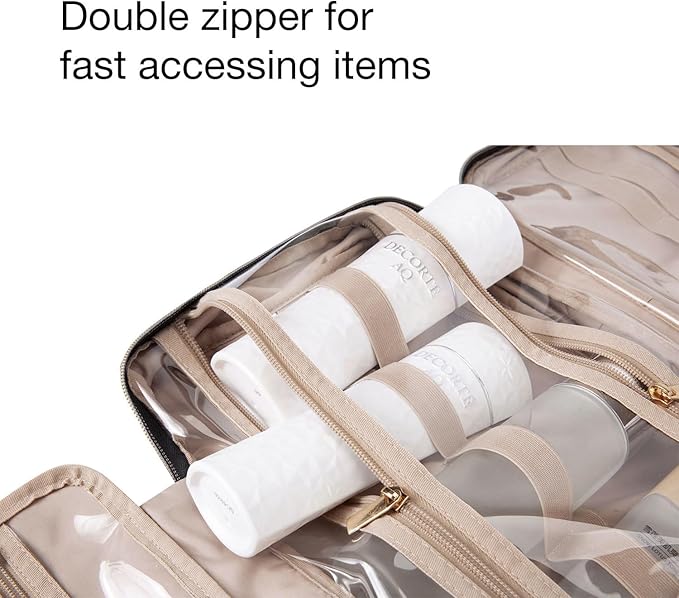 BAGSMART Toiletry Bag Travel Bag with Hanging Hook, Water-resistant Makeup Cosmetic Bag Travel Organizer for Accessories, Shampoo, Full-size Container, Toiletries (Green, Medium)