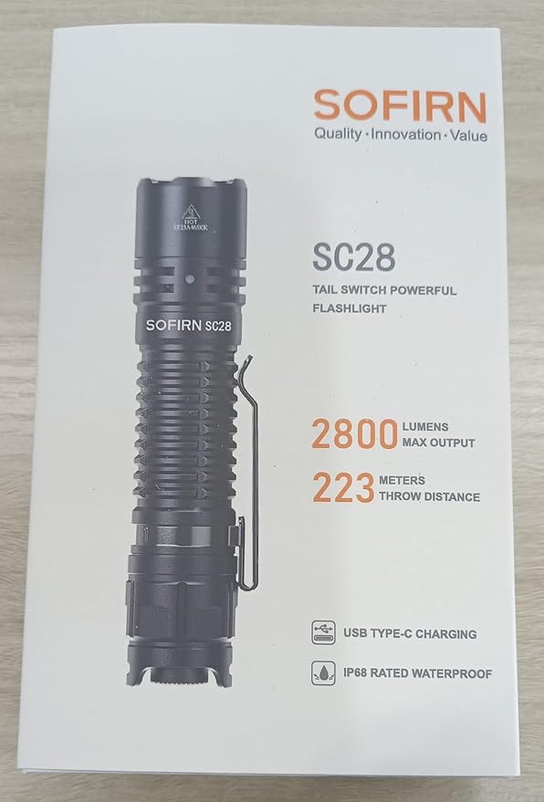 sofirn SC28 LED Tactical Flashlight 2800 Lumens Rechargeable Flashlight for Camping and Hiking