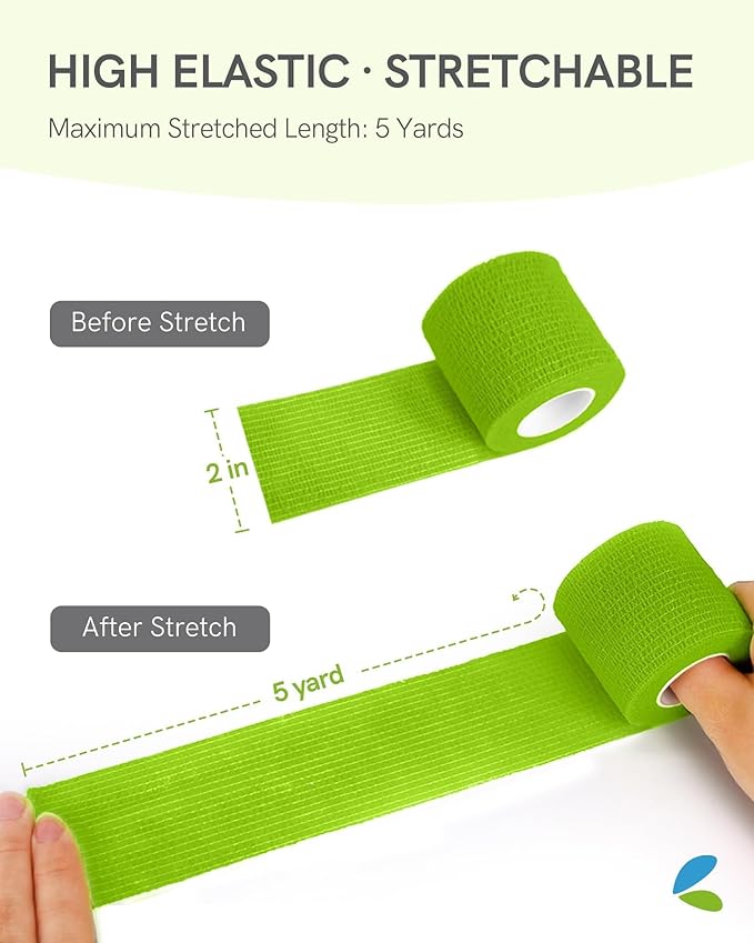 FriCARE Self Adhesive Bandage Wrap, Medical Tape in First Aid Kit, Cohesive Bandages for Wounds Sport Vet, FSA/HSA Eligible, 2 Inches X 5 Yards 6 Rolls, Rainbow