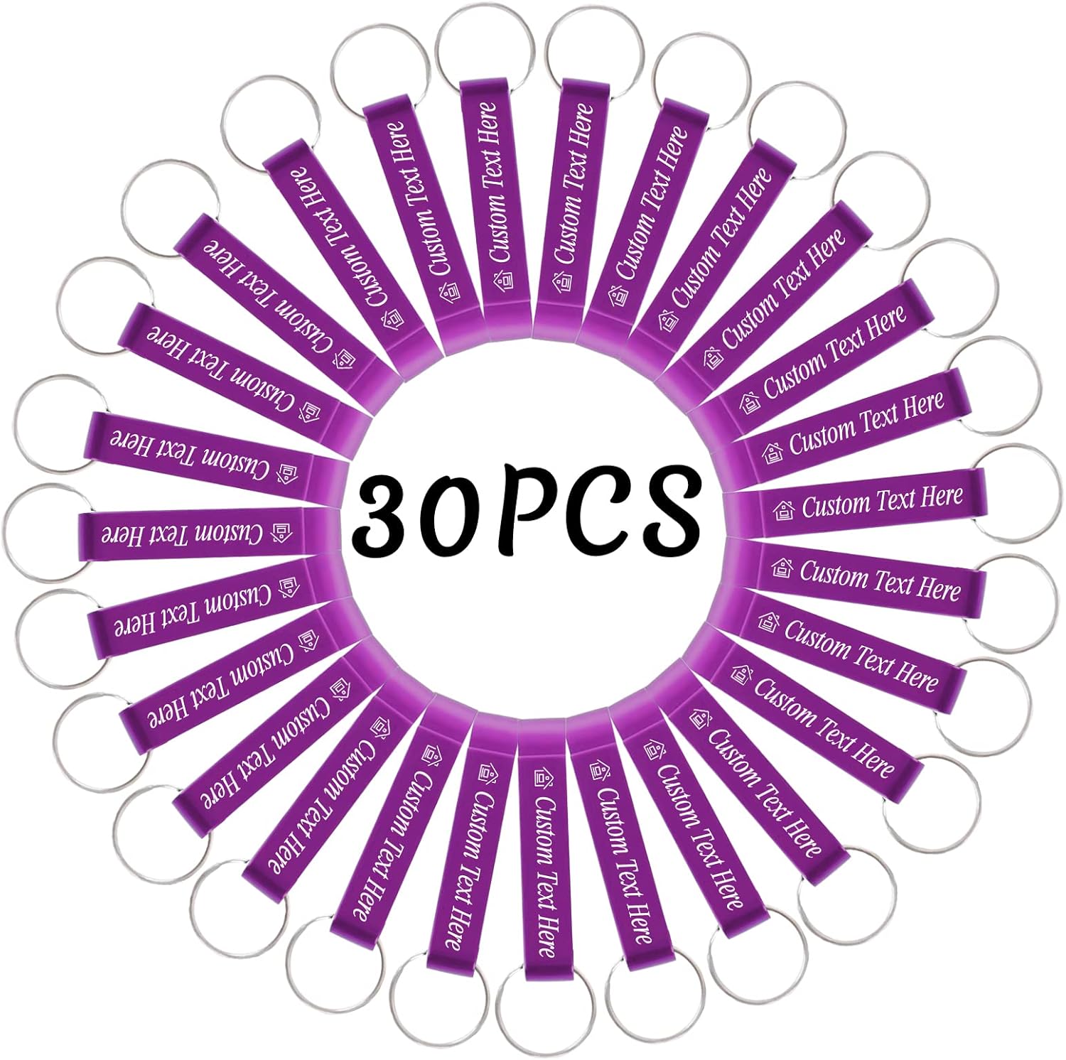 30PCS Personalized Bottle Opener Keychain Bulk Custom Beer Bottle Opener with Logo Text Engraved Wedding Bottle Opener Favors Customized Gifts for Guests Baby Shower Birthday Party-Purple