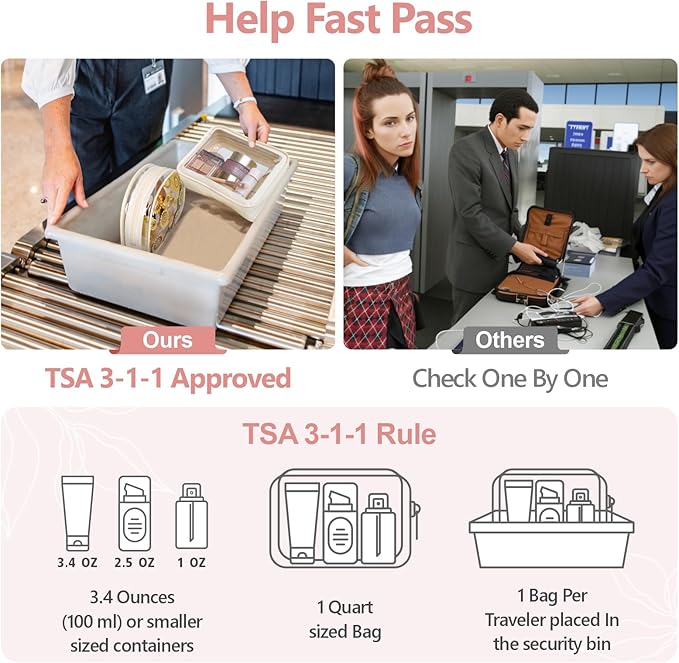 PACKISM TSA Approved Toiletry Bag - Beige Bohemian Print Clear Shell Bag and Upgrade Color-Edged Clear Makeup Bag, Perfect for On the Go or Travel, Lightweight and Robust, 2 Pack