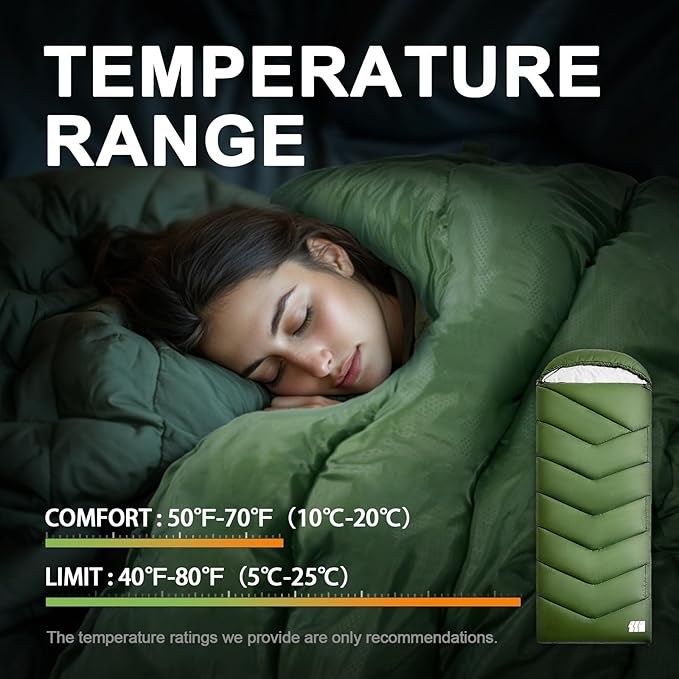 Sleeping Bags for Adults Cold Weather,Portable, Waterproof,Lightweight Sleeping Bag for Tall Girls Boys with Compression Sack for Warm Camping, Hiking, Outdoor & Indoor