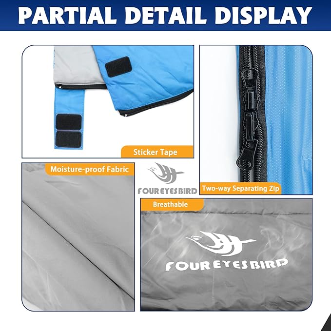 Envelope Sleeping Bag, Three Seasons Constant Temperature Sleeping Bag, Suitable for All Ages, Indoor Hotel Accommodation or Outdoor Travel…