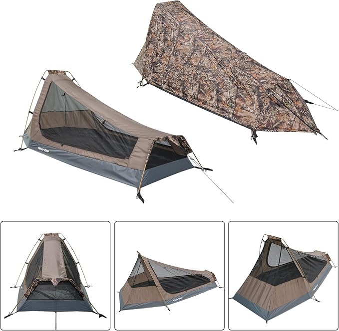 GEERTOP Ultralight Bivy Tent for 1 Person 3 Season Waterproof Single Person Backpacking Tent for Camping Hiking Backpack Travel Outdoor Survival Gear