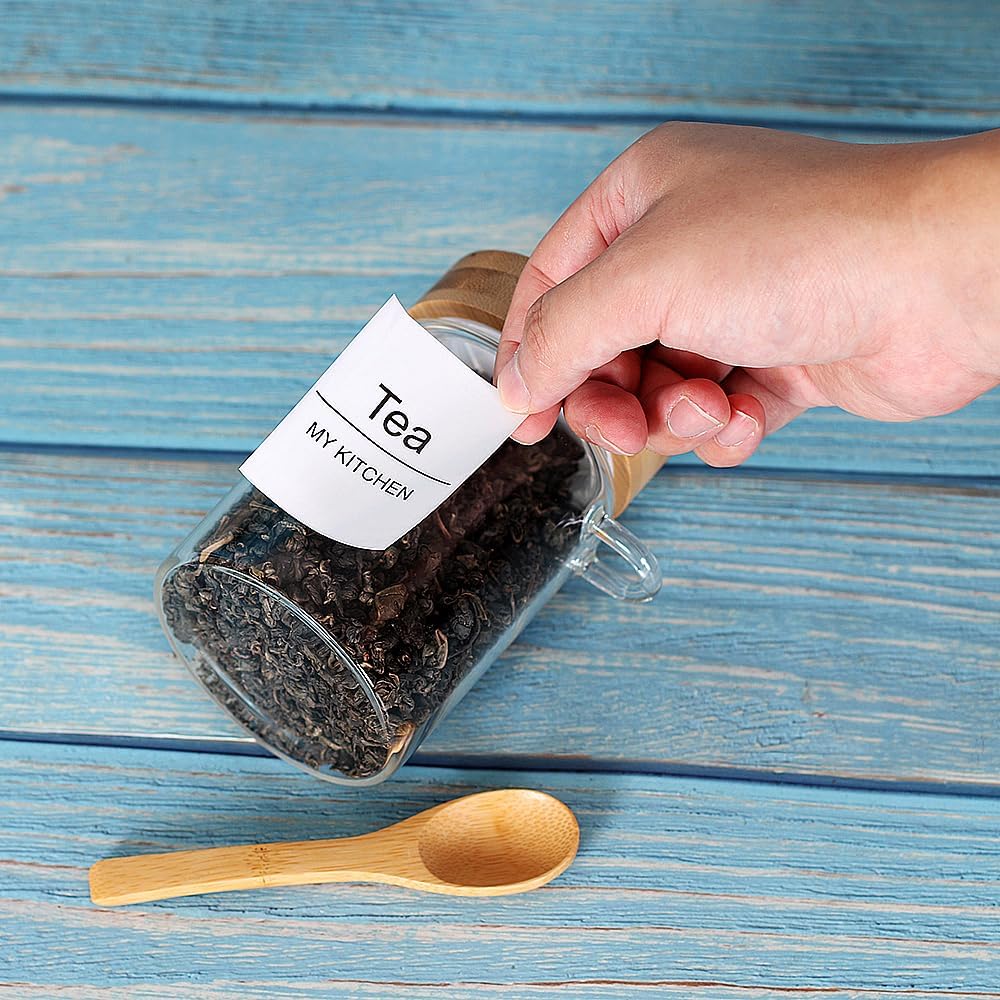 16 OZ Tea Jars Screw Top for Loose Tea, Set of 6 Loose Leaf Container Airtight, Glass Jars with Screw on Lids and Spoons, Overnight Oats Containers with Lids