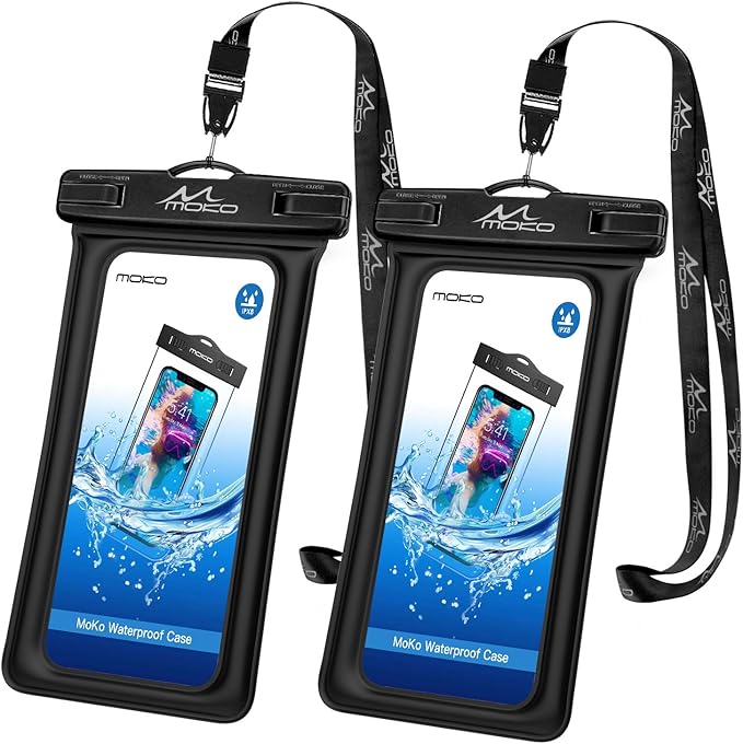 MoKo Floating Waterproof Phone Pouch 2Pack Compatible with iPhone 14 13 12 11 Pro Max X/Xr/Xs/SE 3, Samsung S21/S10/S9/S8