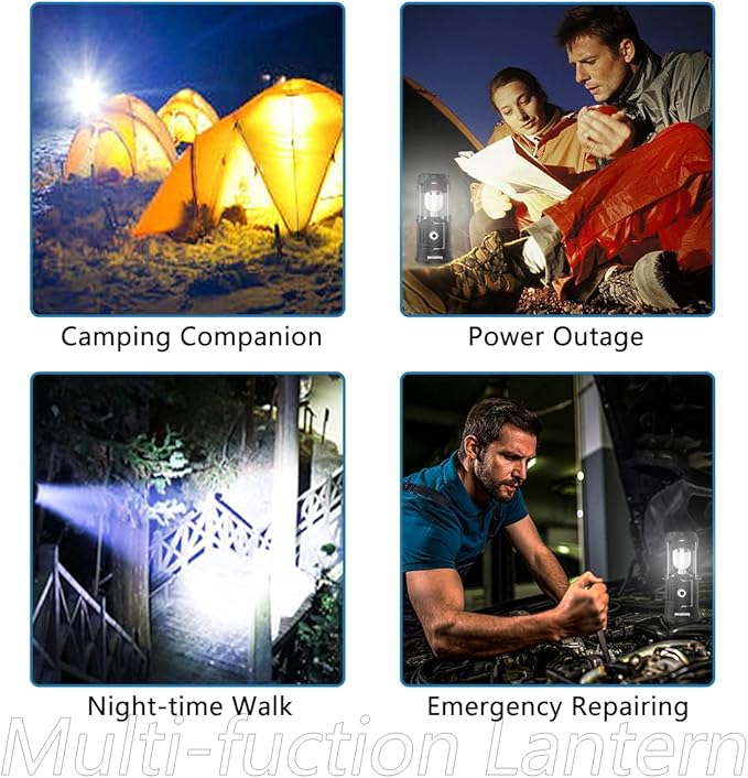 2023 Upadte Solar Lantern Flashlights Charging for Phone, USB Rechargeable Led Camping Lantern, Collapsible & Portable for Emergency, Hurricanes, Power Outage, Storm (Classical-2)