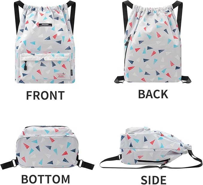 Peicees Waterproof Drawstring Sport Bag Lightweight Sackpack Backpack for Men and Women