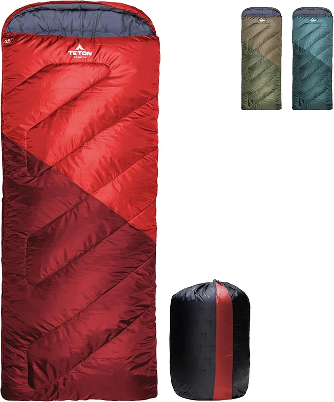 Teton Celsius Regular, -25F, 20F, 0F Degree Sleeping Bags, All Weather Bag for Adults and Kids, Camping Made Easy and Warm, Travel Sack Included
