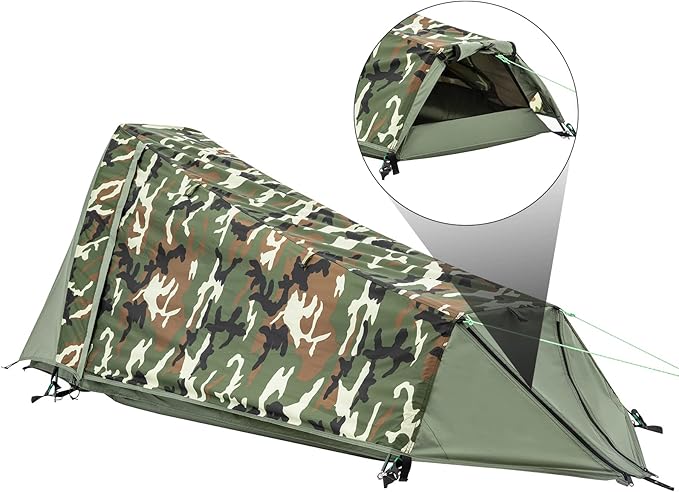 GEERTOP Ultralight Bivy Tent for 1 Person 3 Season Waterproof Single Person Backpacking Tent for Camping Hiking Backpack Travel Outdoor Survival Gear