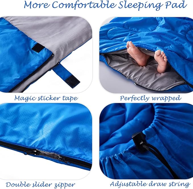 Tuphen Double Sleeping Bag, Sleeping Bag with 2 Pillows, Queen Size XL Bag for 2 People, Cold Warm Weather- 3 Seasons, Waterproof Adults for Camping, Backpacking or Hiking