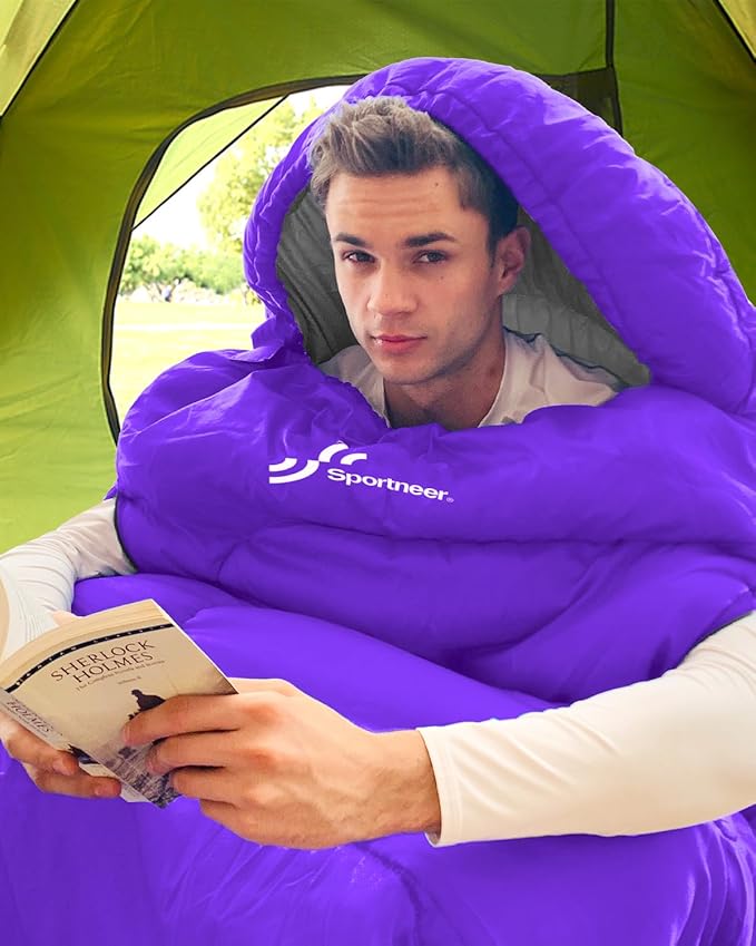 Sportneer Sleeping Bag - Wearable for Adults & Kids with Arm Zipper Holes in Cold & Warm Weather, Waterproof Portable Sleeping Bag for Camping, Hiking, Backpacking, Outdoor Travel
