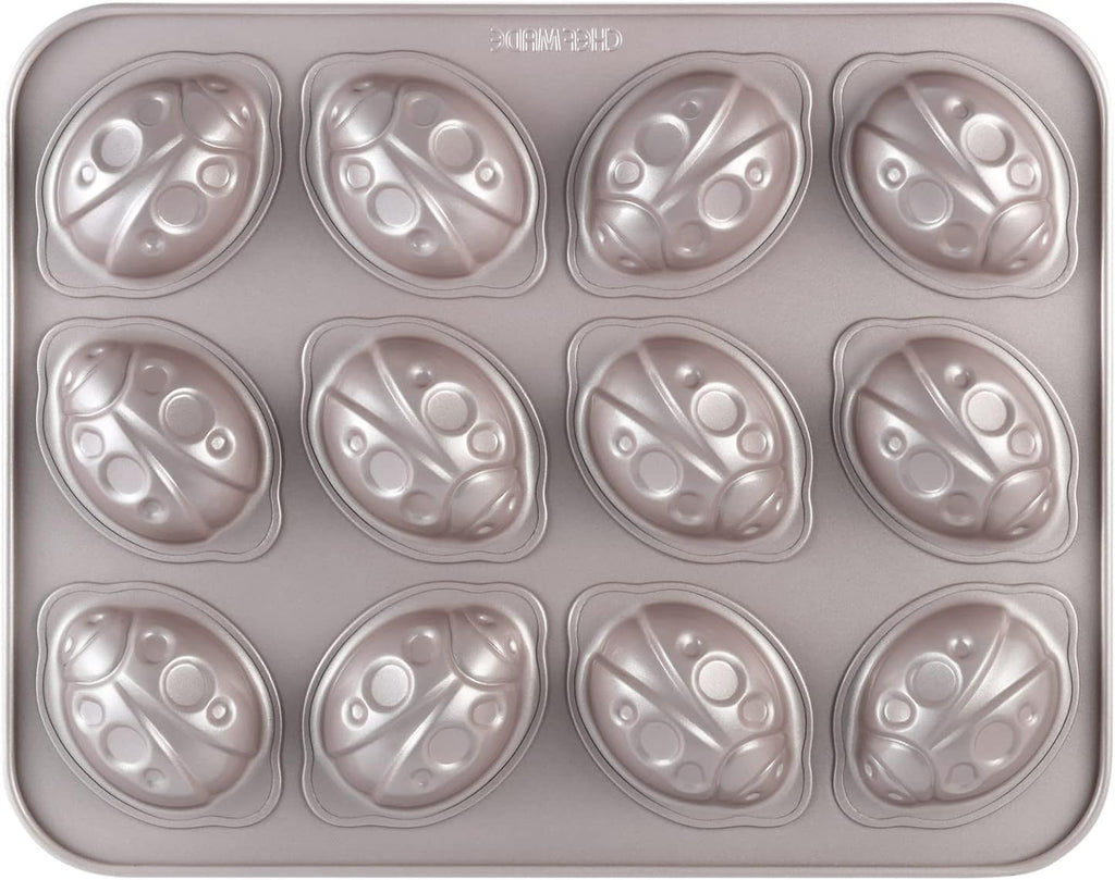 CHEFMADE Beetle Cake Pan, 12-Cavity Non-Stick Animal Muffin Bakeware for Oven Baking (Champagne Gold)