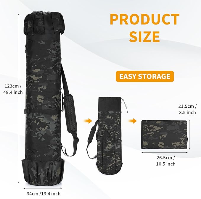 Wowelife Fishing Rod Carrier - Pole Bag Reel Organizer Case Storage for Gear, Travel - Gifts for Men, Family