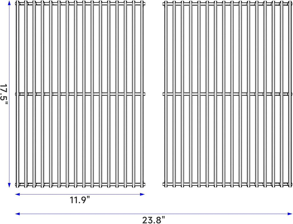 17/17.5/19.5 Inch Grill Cooking Grates Replacement for Weber Spirit 300, 310, 320 Series, Spirit 700, Genesis Silver/Gold/Patinum B/C, Heavy Duty Stainless Steel Grids, 17.5" D x 23.8" W