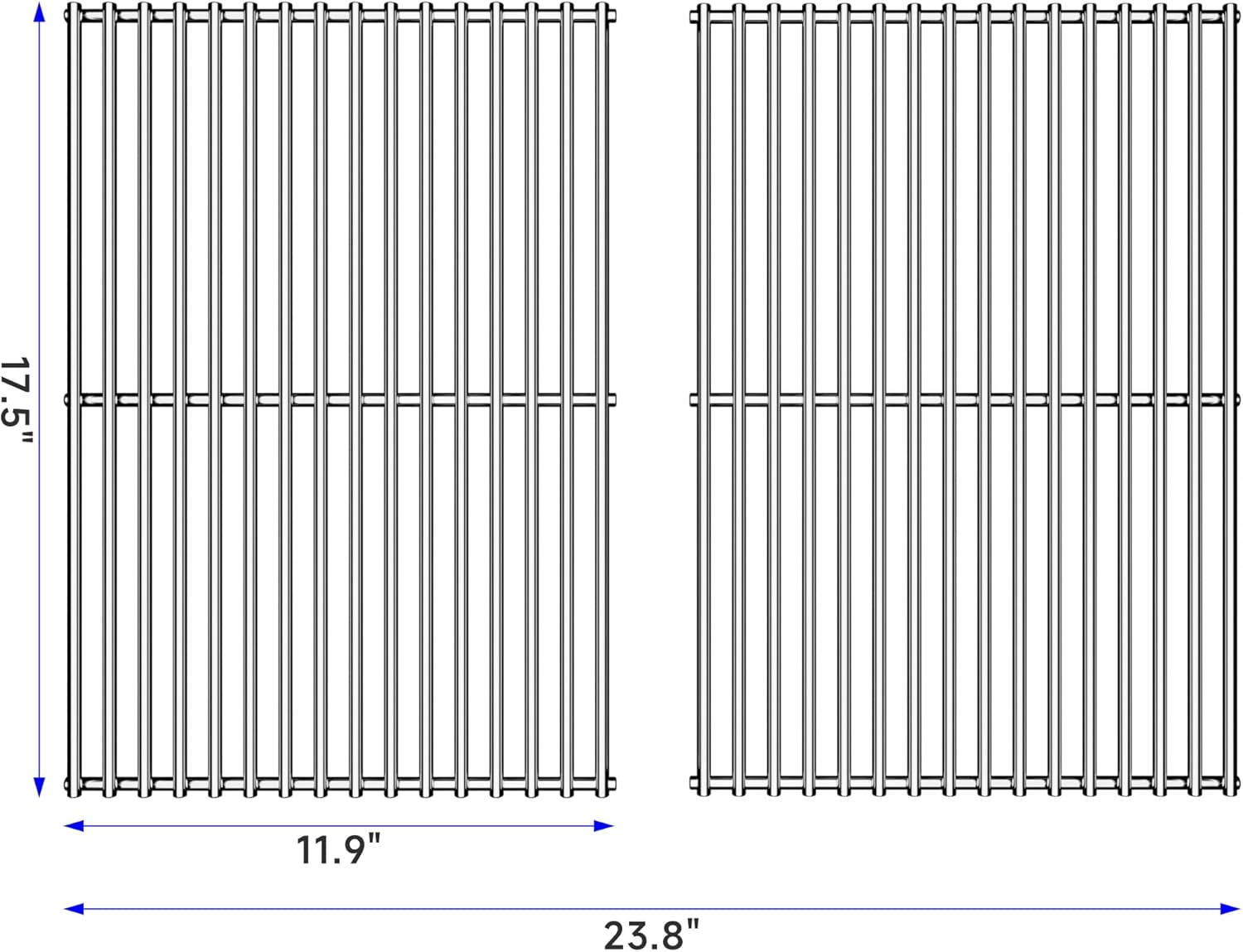 17/17.5/19.5 Inch Grill Cooking Grates Replacement for Weber Spirit 300, 310, 320 Series, Spirit 700, Genesis Silver/Gold/Patinum B/C, Heavy Duty Stainless Steel Grids, 17.5" D x 23.8" W