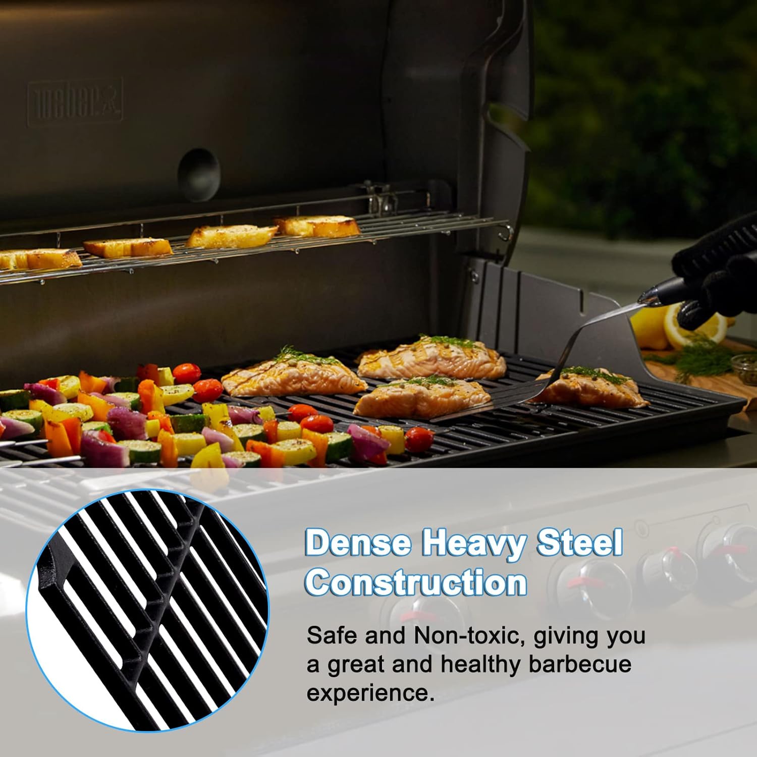 Adviace 18 Inch Cast Iron Grill Grates for Charbroil Performance 463243518, 463275517, 463243519, 463274419, 463274819. Cooking Grid Grates for Char-Broil Grill Replacement Parts