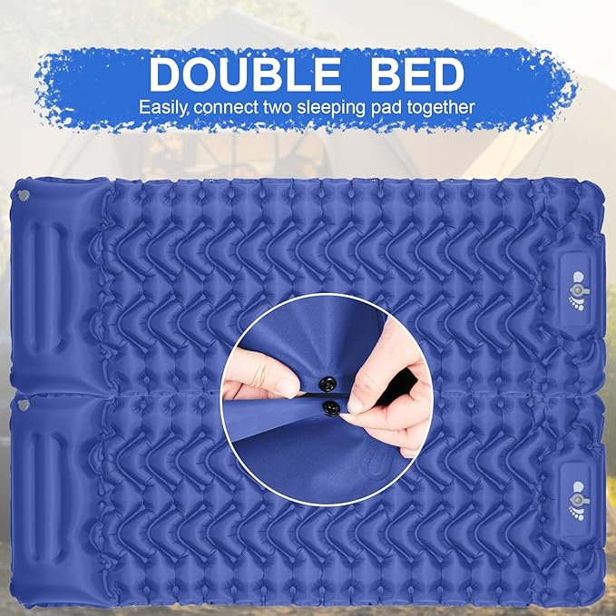 Sleeping Pad, Ultralight Inflatable Sleeping Pad for Camping, Built-in Pump, Ultimate for Camping, Hiking, Airpad, Carry Bag, Repair Kit, Compact & Lightweight Air Mattress(Blue)