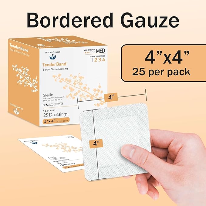 Bordered Gauze Island Dressing 4x4-25 Wound Bandages for Wound Protection - Good for Hospitals, Medical Facilities, First Aid Kits, and More