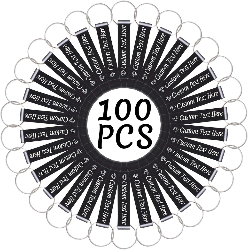 100PCS Personalized Bottle Opener Keychain Bulk Custom Beer Bottle Opener with Logo Text Engraved Wedding Bottle Opener Favors Customized Gifts for Guests Baby Shower Birthday Party-Black