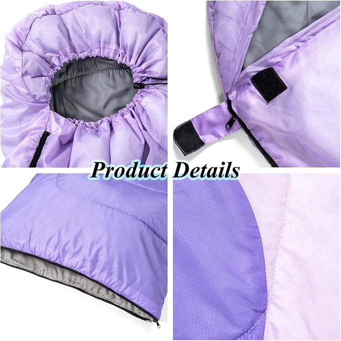 Sleeping Bag - 3 Seasons for Adults Kids Boys Girls Camping Hiking - Warm Cold Weather Lightweight Portable with Compression Bag for Backpacking in Spring, Summer, Fall and Winter