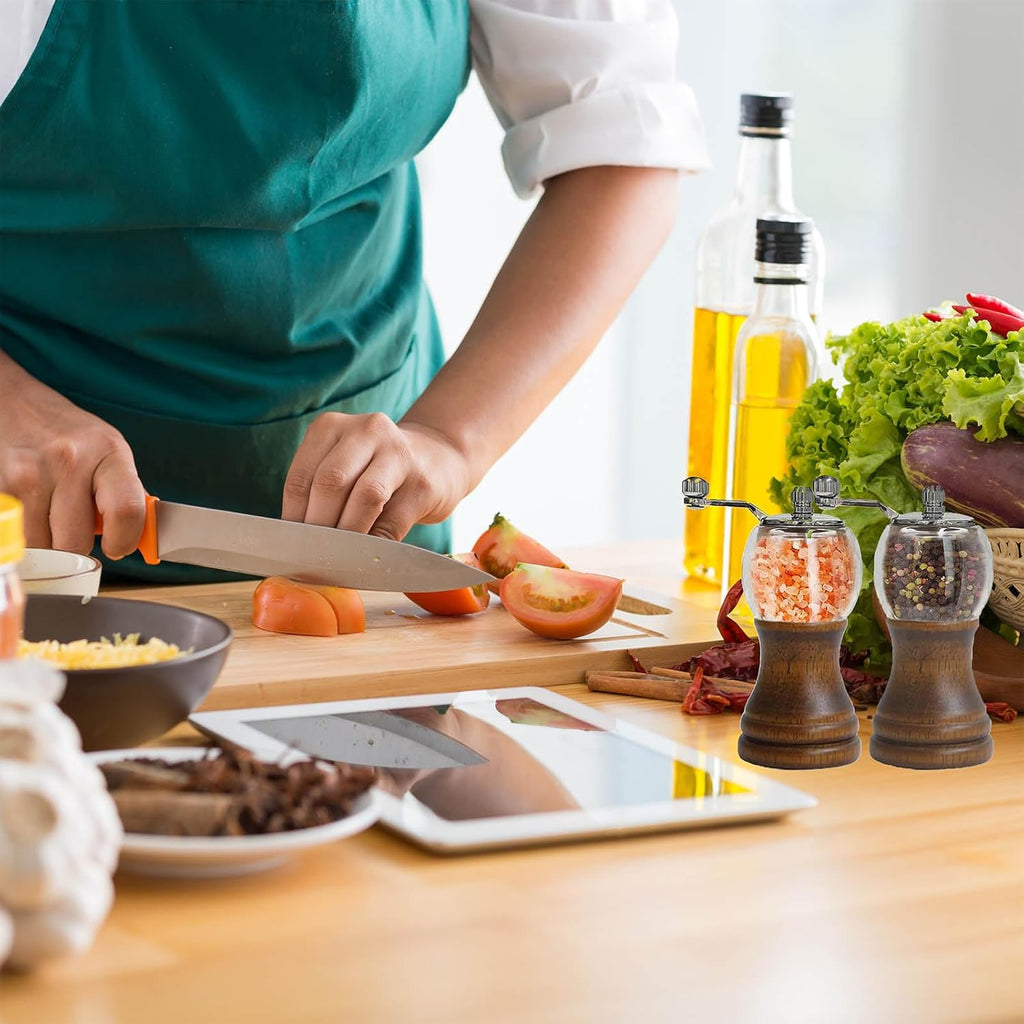 Pepper Mills Set Manual Pepper Grinder Set Classic Hand Shake American style 2pcs-5in, EP Acrylic Ceramic Core Grinding with Adjustable Coarse Mill, Fresh Ground Pepper Sea Salts Spices