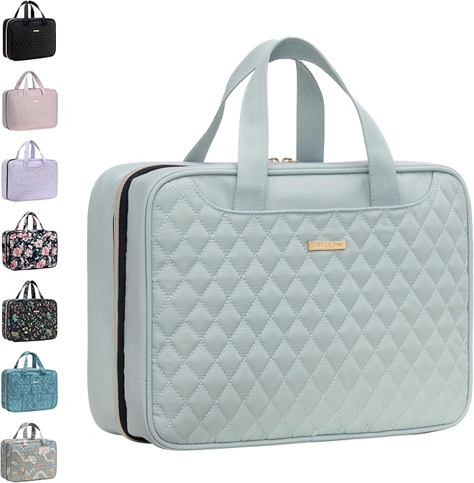 Everfun Hanging Travel Toiletry Bag for Women Traveling With Leakproof Compartment Makeup Cosmetic Organizer Dopp Kit Travel Accessories Essentials Must Have