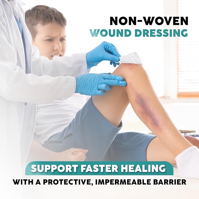 Elleirb Water-Resistant Island Dressing 4x4, Non-Stick Pads w/Adhesive Border Bandages for Wounds | 60 Individually Packed Wound Care & Dressings, Sterile Highly Absorbent, Latex-Free First-Aid Kits