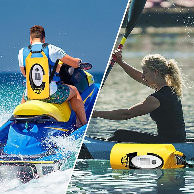 Dry Bag Waterproof with Solar Bluetooth Speaker & Light - 10L/20L Roll Top Dry Sack Keeps Gear Dry for Men Women Kayaking, Beach, Rafting, Boating, Hiking, Camping and Fishing