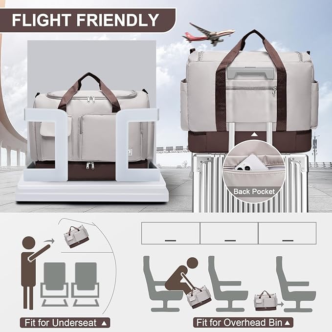 Small Gym Bag for Women, Travel Duffle Bag Carry On Weekender Bag with Shoe Compartment