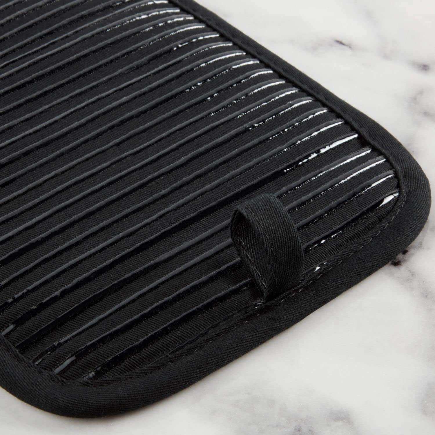 KitchenAid Quilted Cotton Terry Cloth Oven Mitt, Pot Holder Heat Resistant, 16"x26", 7"x13" & 7"x10", Matte Black