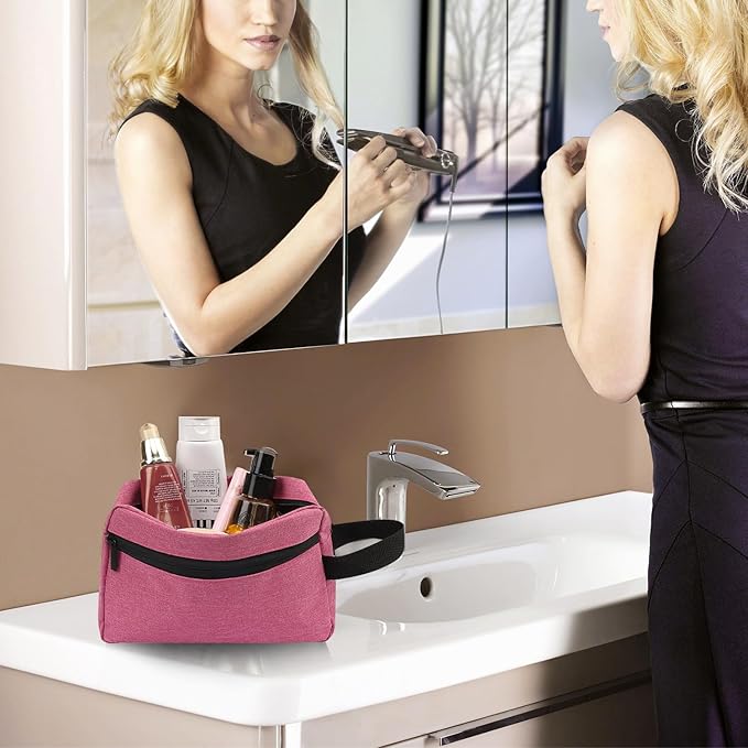 Travel Toiletry bag Toiletry bag for women men Hanging Cosmetic bag Travel accessories Gift for Women Men (Rosy)