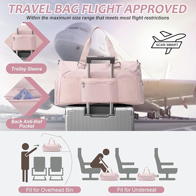 Gym Bag Womens,Travel Duffel Carry on Bag Sport Tote Bag Weekend Overnight Bag