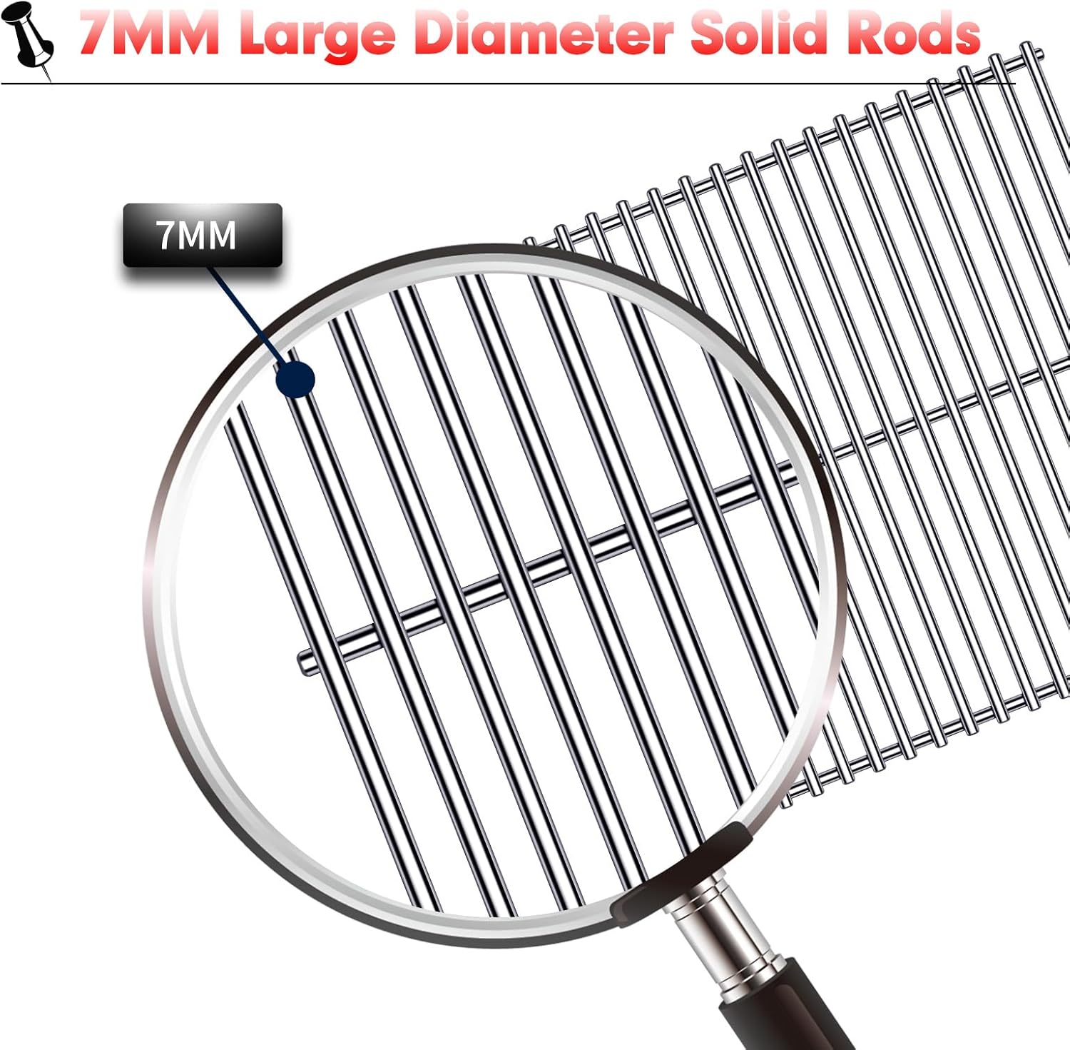 BBQ Grill Grates Replacement for Cuisinart Gas Grill CGG-200, CGG-220, CGG-240, Stainless Steel Cooking Grate Grids Gas Grill Parts Accessories 18 Inch for All Foods Portable Gas Grillls