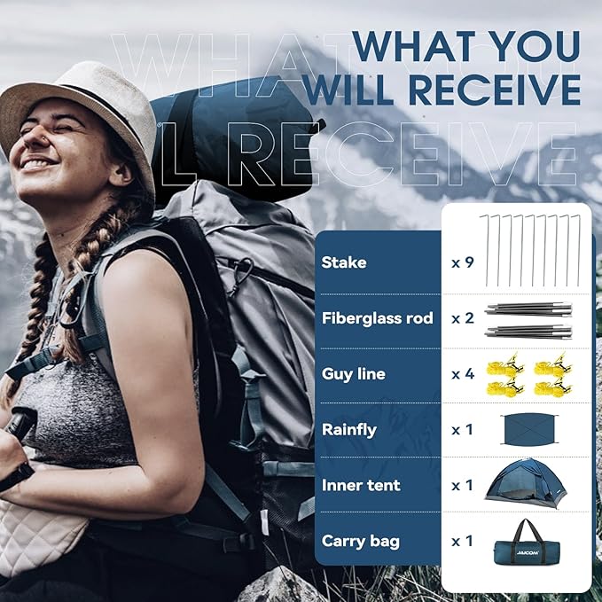 1/2/4 Person Camping Tent - Lightweight Backpacking Tent, Waterproof Windproof Easy Setup Hiking Tent, Suitable for Outdoor, Family, Camping, Hunting, Mountaineering Travel