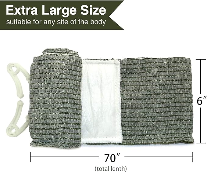 RISEN Israeli Bandage Vacuum Sterile Compression Bandages for First Aid Emergency Battle Wound Dressing Self-Rescue, 6 Inch, 1 Pack