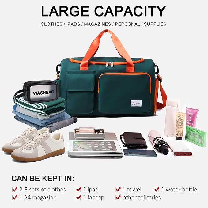 Small Gym Bag for Women, Travel Duffle Bag Carry On Weekender Bag with Shoe Compartment