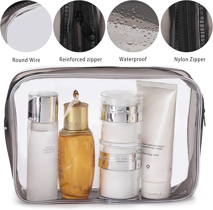 Tbestmax 10 Pack Clear Cosmetic Bags Makeup Bags Portable Waterproof TSA Approved Travel Toiletry Bags Organizer