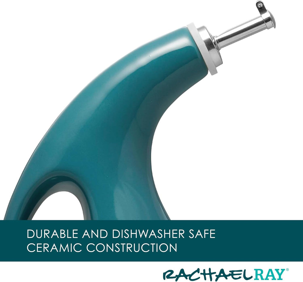 Rachael Ray Ceramics EVOO Oil and Vinegar Dispensing Bottle, 24 Ounce, Turquoise