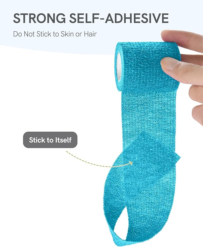 FriCARE Self Adhesive Bandage Wrap, Medical Tape in First Aid Kit, Cohesive Bandages for Wounds Sport Vet, FSA/HSA Eligible, 2 Inches X 5 Yards 6 Rolls, Vibrant