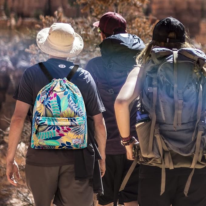 Peicees Waterproof Drawstring Sport Bag Lightweight Sackpack Backpack for Men and Women