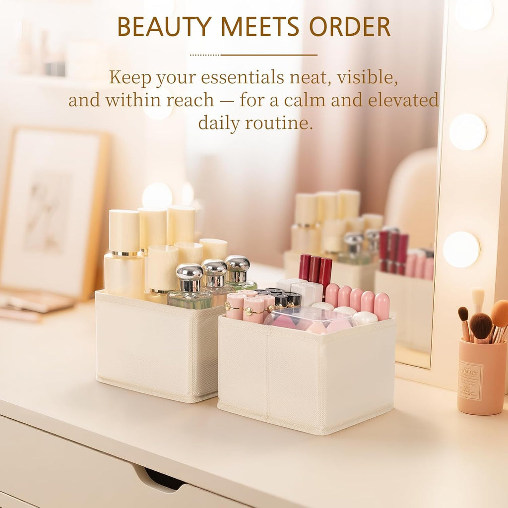 Criusia 15 Pack Drawer Organizer for Clothes, Foldable Dresser Dividers with 3 Sizes, Fabric Storage Bins – Beige