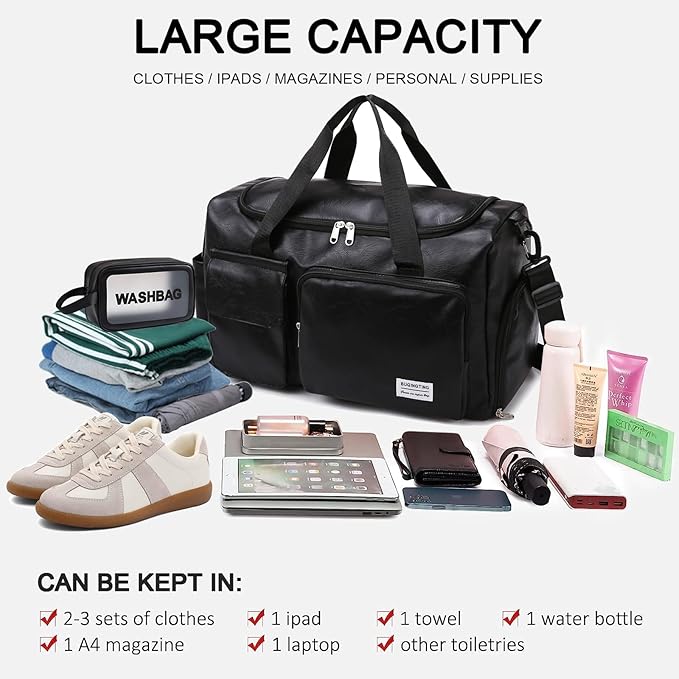 Small Gym Bag for Women, Travel Duffle Bag Carry On Weekender Bag with Shoe Compartment