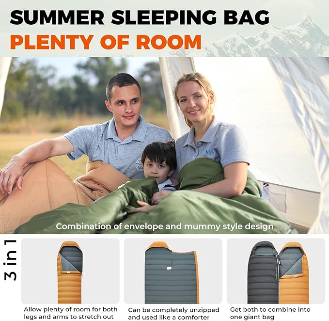 KingCamp Down Sleeping Bag for Adults, 600 FP Cold Weather 3-4 Season Sleeping Bag, Ultralight & Compact with Compression Sack for Backpacking, Camping, Hiking