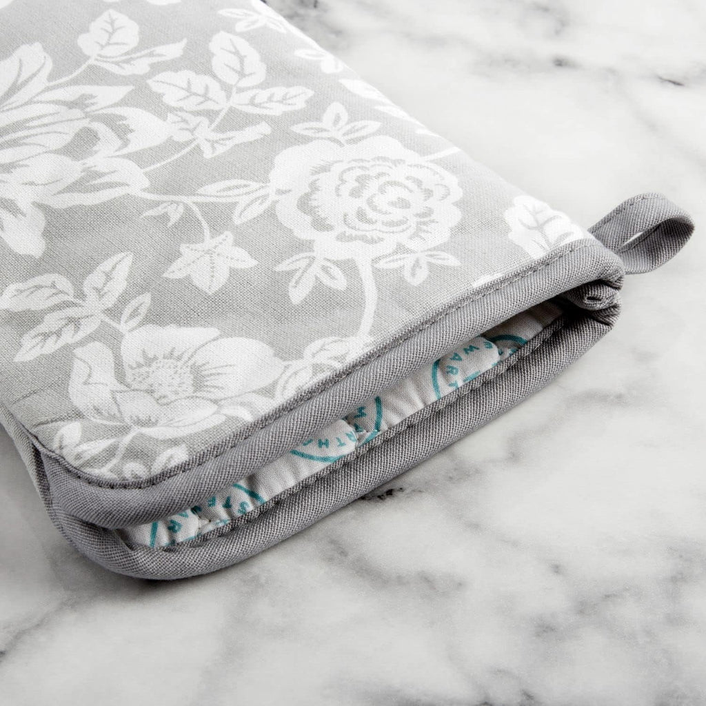 Martha Stewart Printed Oven Mitt Set, 7"x13", Floral Vine
