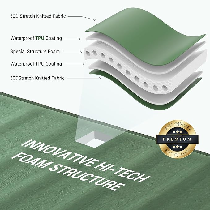 Elegear Air & Foam Self Inflating Sleeping Pad, Built-in Electric Pump 4" Ultra-Thick Memory Foam Camping Mattress with Pillow Double Camping Pad 4-Season R-value 9.5 Camp Mat for Car/Traveling - Full