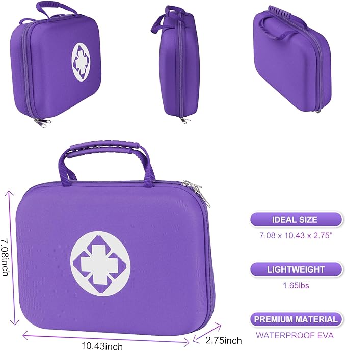 299PCS First Aid Kit Portable Purple Camping Essentials Multiple Purpose Survival Kits Plus Case Emergency Set Outdoor Backpacking Gear Suitable for Hiking School Car Home YIDERBO